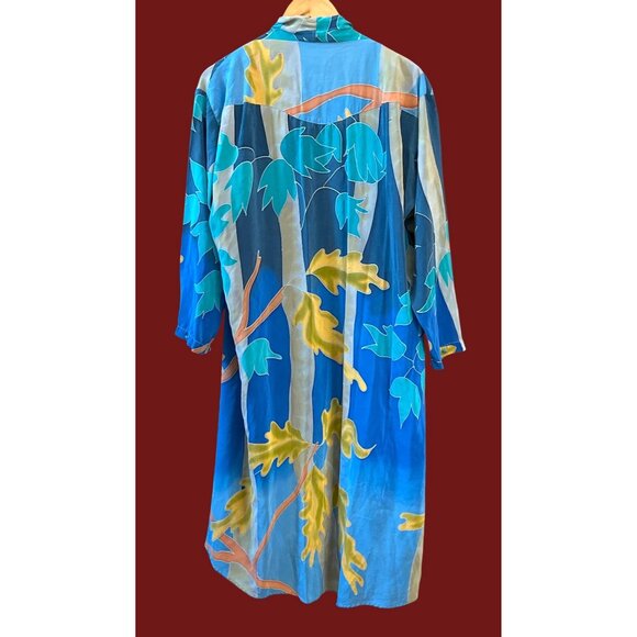 Vintage Don Marcello Hand Painted Silk Boho  Jacket Artisan Luxe Resortwear - Picture 5 of 7